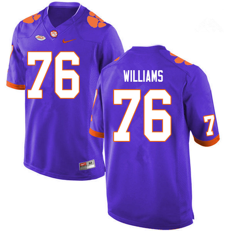 Men #76 John Williams Clemson Tigers College Football Jerseys Sale-Purple